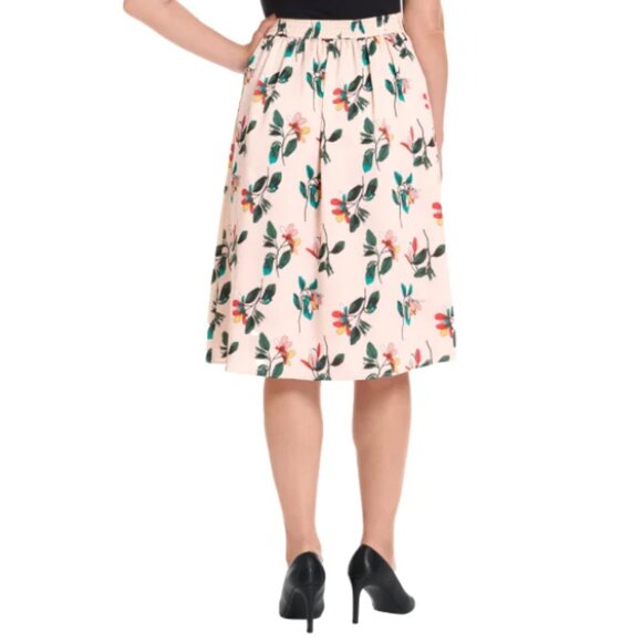 NEW Ted Baker Pull On Elastic Waist Knee Length Midi Floral Print Ruffle Skirt - Picture 2 of 6
